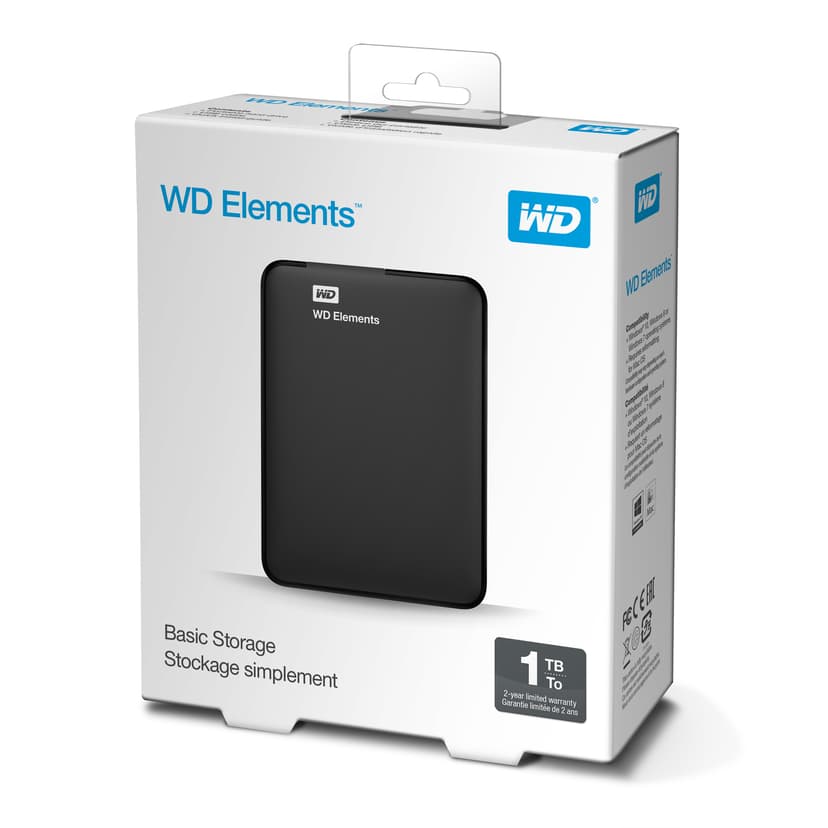 WD Elements Portable 1TB Musta