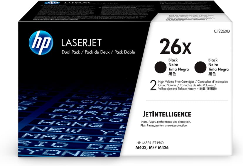HP Värikasetti Musta 26X 9K - CF226XD 2-Pack