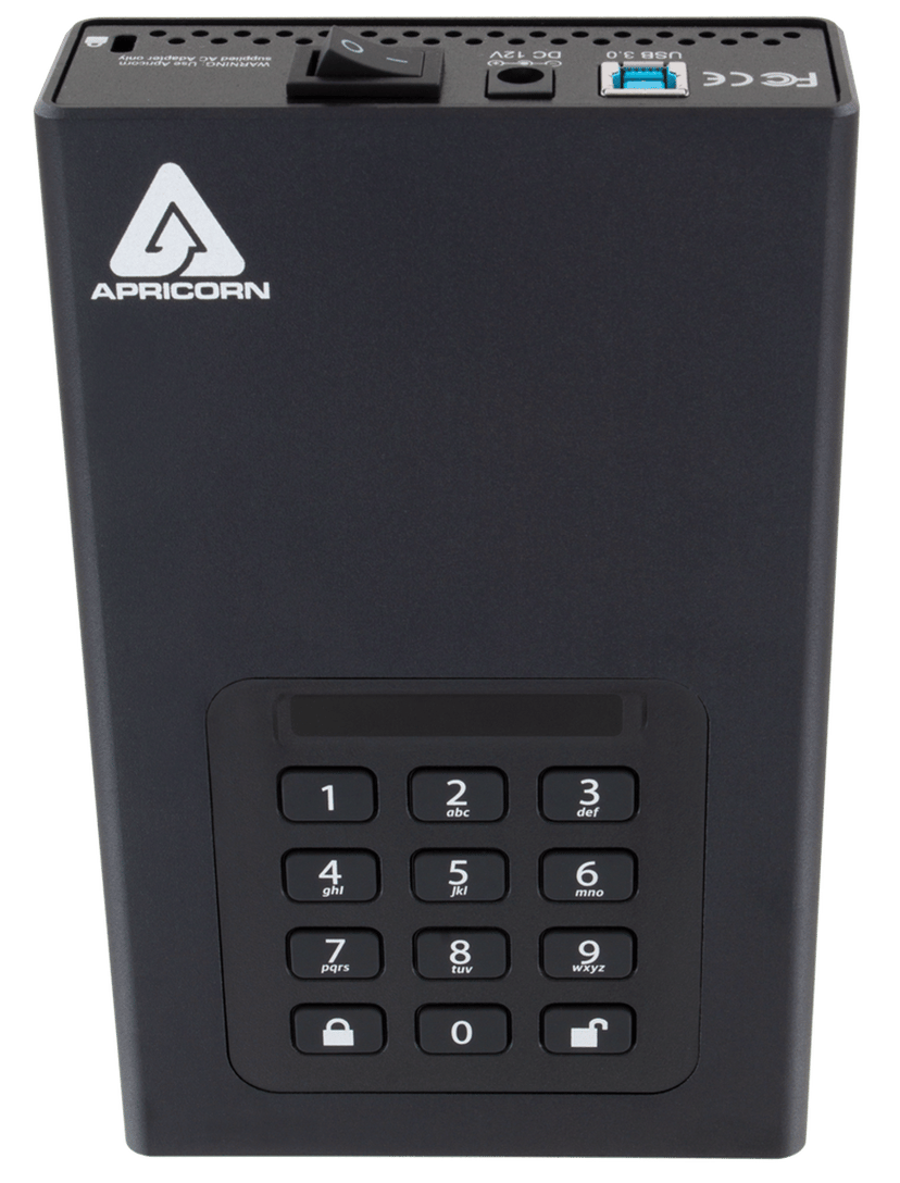 Apricorn Padlock DT Secure 256BIT AES 4TB Musta