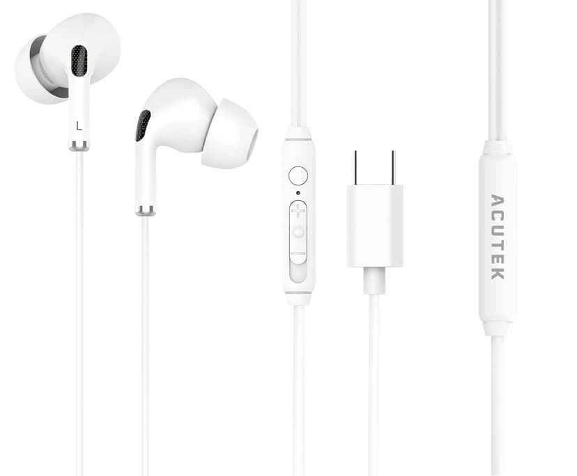 Acutek In-ear Headphones USB-C Valkoinen CE, ERP