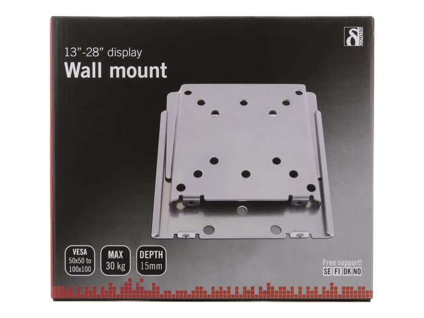 Deltaco Wall Mount VESA 50-100 13-28" Max 30kg Gray