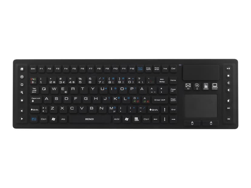 Deltaco TB-503 Touchpad IP65 Trådlös Nordisk Svart Tangentbord