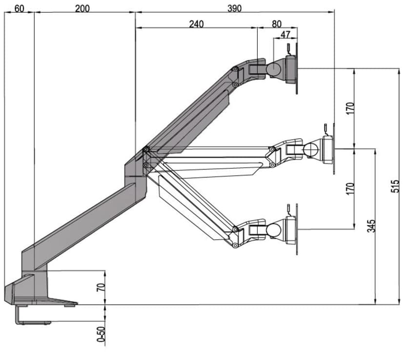 Multibrackets M VESA Gas Lift Arm Dual Side by Side
