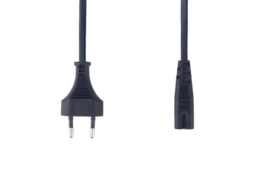 Prokord Prokord Cable Power 2-Pin - Straight 1m Black 1m Europlug (power CEE 7/16) Uros Power IEC 60320 C7