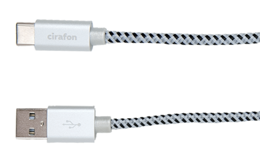 Cirafon Synk/laddkabel USB-C 2m Svart/vit/orange