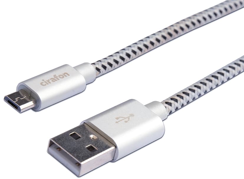 Cirafon Micro USB-kaapeli 1 metri 1m Musta/valkoinen/oranssi