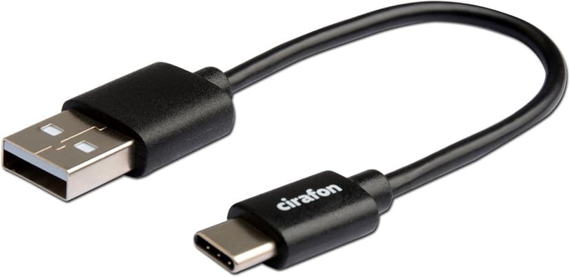 Cirafon Sync/Charge Cable USB-C 0.15m - Thin Black 0.15m