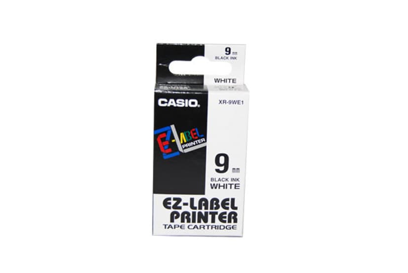 Casio Tape XR-9WE 9mm Black/White Back