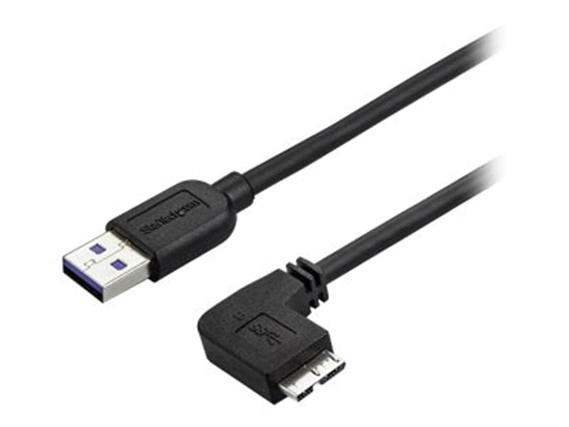 Startech 3ft Slim Right-Angle Micro USB 3.0 Cable 1m USB A Micro-USB B Musta