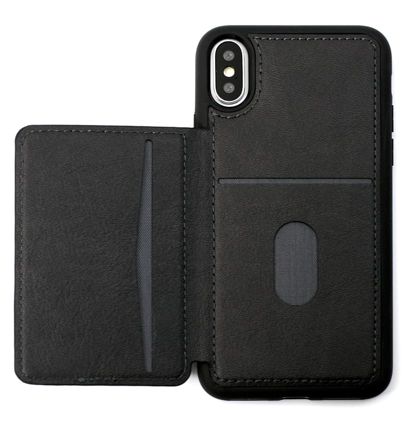 Cirafon Genuine Leather Flip Wallet iPhone X, iPhone Xs Musta
