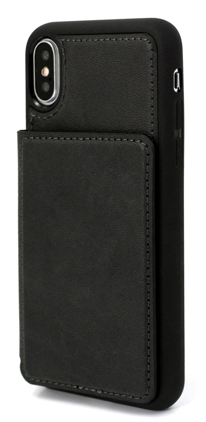 Cirafon Genuine Leather Flip Wallet iPhone X, iPhone Xs Musta