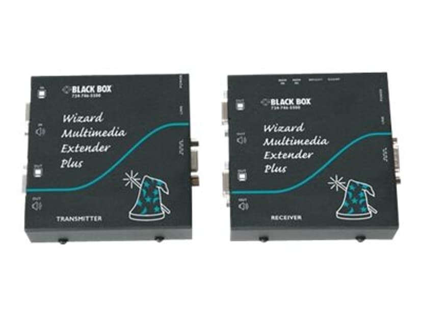 Black Box Wizard Multimedia Extender Plus Dual Video Receiver with integrated DeSkew