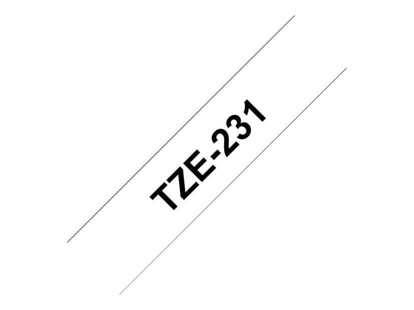 Brother Tape 12mm TZe-231 Svart/Hvit