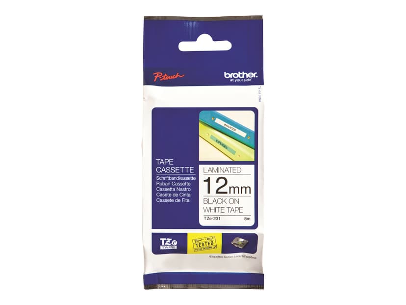 Brother Tape 12mm TZE231 Sort/Hvid