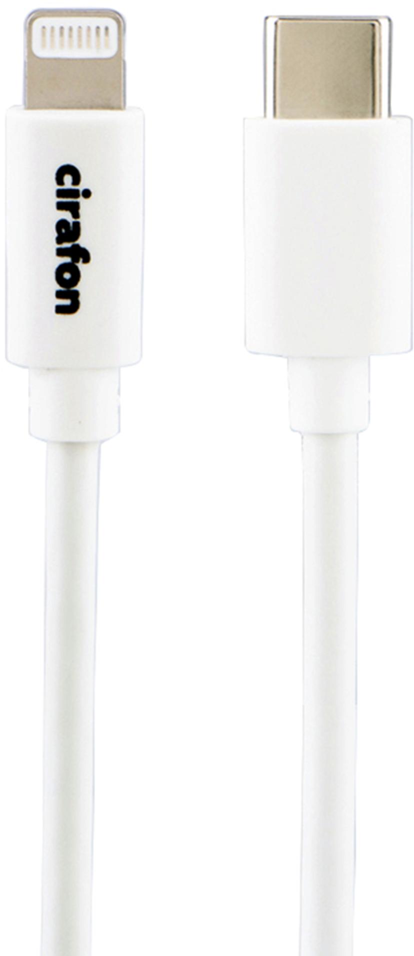 Cirafon Snabbladdningskabel USB-C till Lightning 0.5m Vit