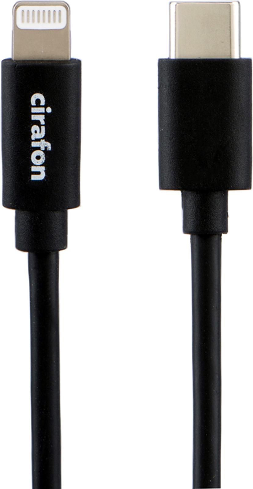 Cirafon Cirafon USB-C To Lightning Cable 0.5m - Black - New Mfi 0.5m Musta
