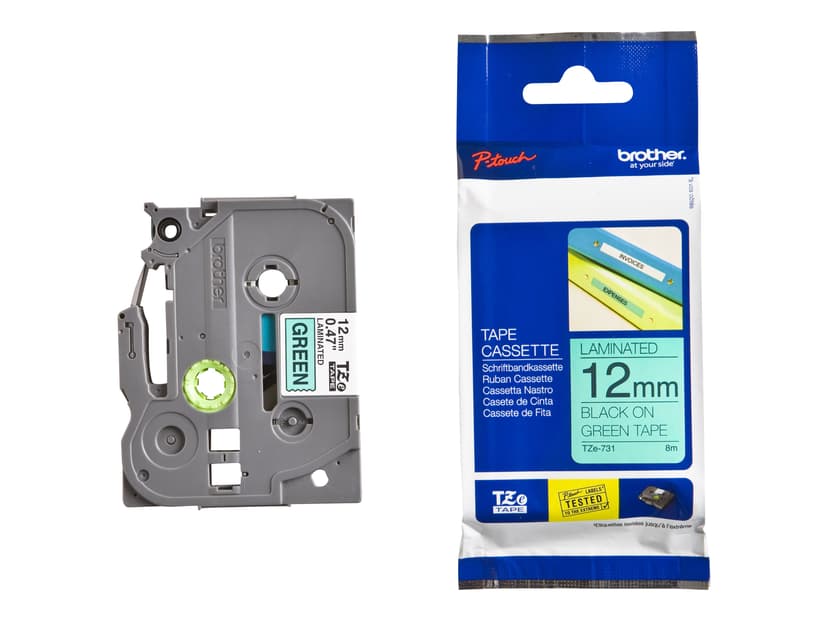 Brother Tape 12mm TZe-731 Svart/Gr�nn