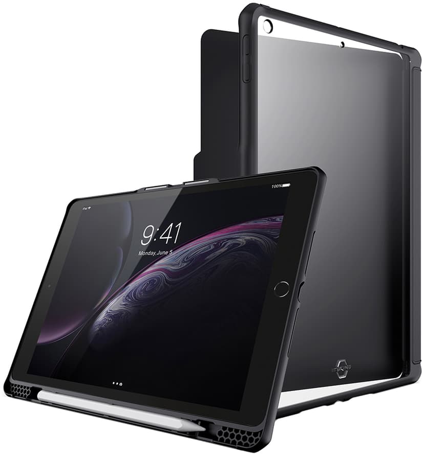 Cirafon Hybrid Solid Folio Drop Safe iPad 10.2" 7th gen, iPad 10.2" 8th gen, iPad 10.2" 9th gen Musta