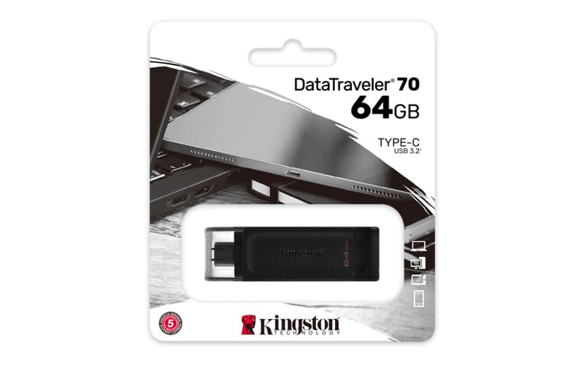 Kingston DataTraveler 70 64GB USB Type-C Musta