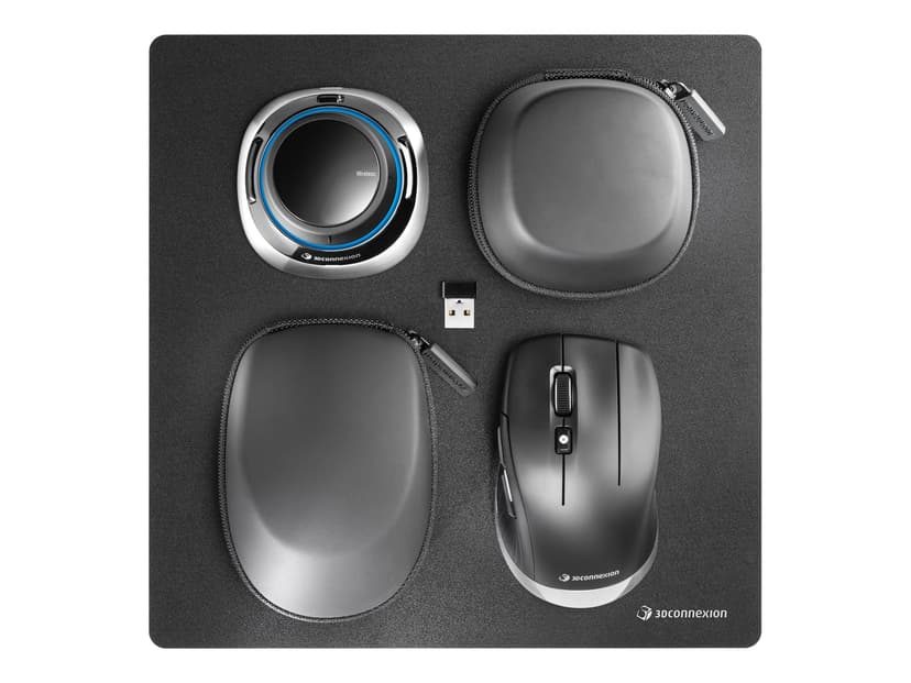 3DConnexion Spacemouse Wireless Kit 2 Kablet, Trådløs 3D-mus Sølv, Svart