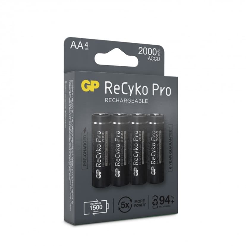 GP Batteri ReCyko Pro 4st AA 2000mAh Laddbara