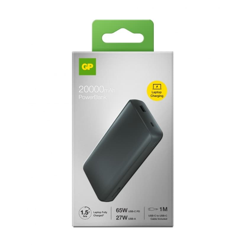 GP Powerbank T20B 20000mAh USB-C PD Charging 65W Grå