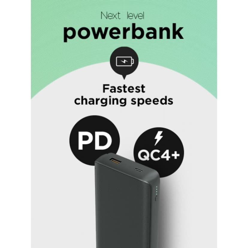 GP Powerbank T20B 20000mAh USB-C PD Charging 65W Gray 20000mAh Harmaa