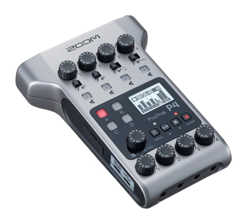 Zoom PodTrak P4 Podcasting Recorder Silver, Svart