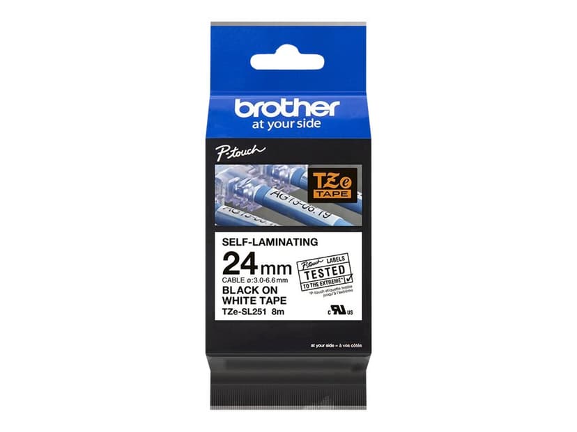 Brother Tape 24mm TZe-SL251 Itse laminoitu Musta/Valkoinen