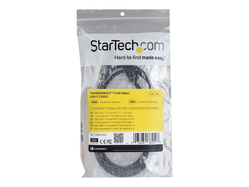 Startech 1m Thunderbolt 3 USB C Cable (40Gbps)