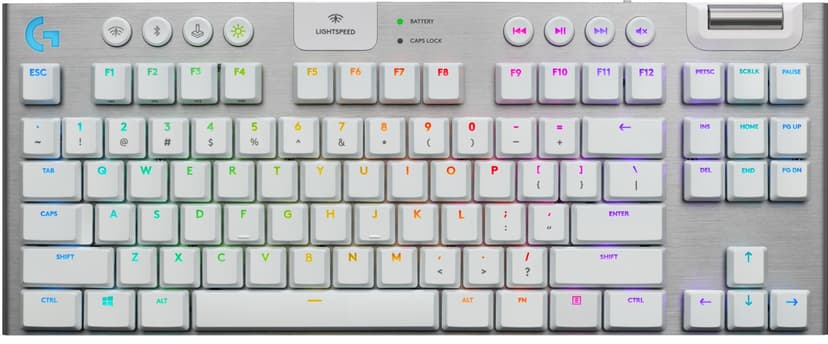 Logitech G915 TKL Tactile Langaton, Bluetooth, LIGHTSPEED, USB Pohjoismaat Valkoinen Näppäimistö