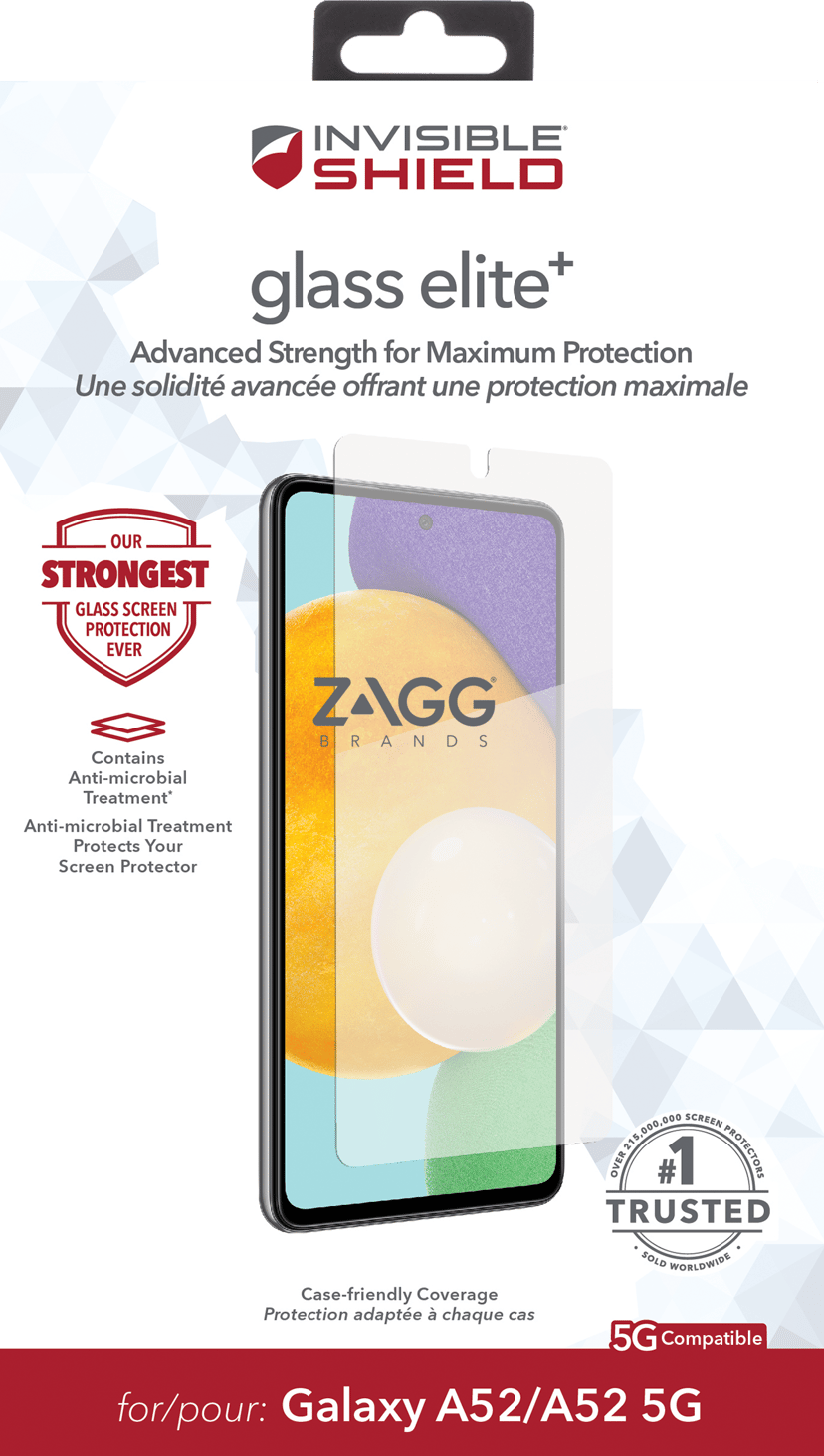 Zagg InvisibleShield Glass Elite+ Samsnug Galaxy A52, Samsnug Galaxy A52 5G