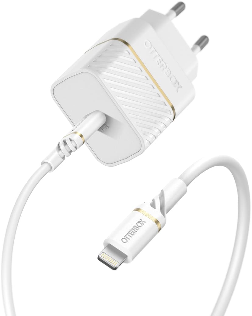 Otterbox USB-C Wall Charger 20W + USB-C to Lightning Cable Hvit