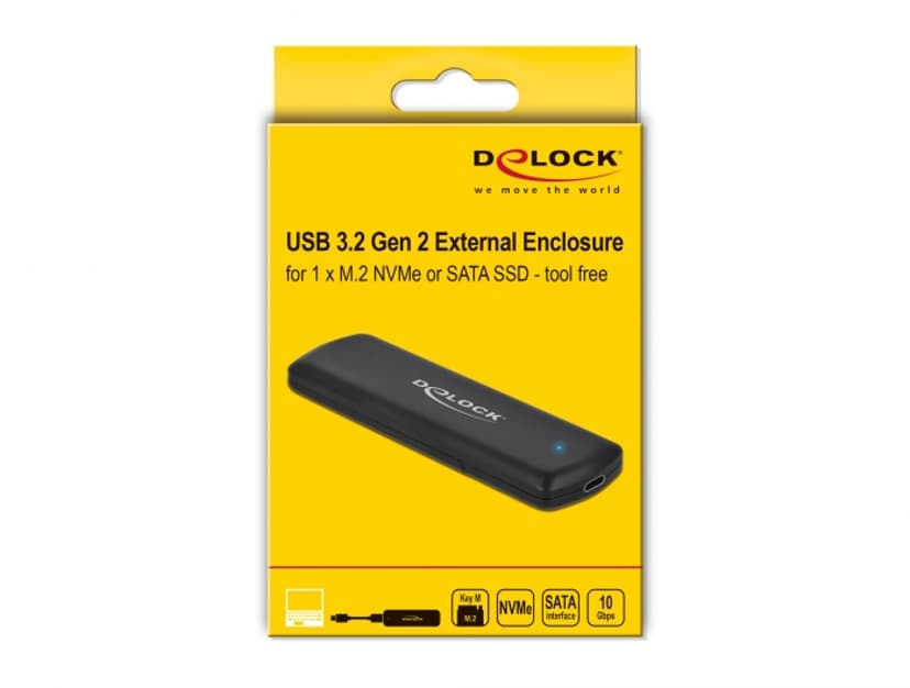 Delock External chassi för M.2 NVMe PCIeeller SATA SSD M.2 USB 3.2 (Gen 2) Svart