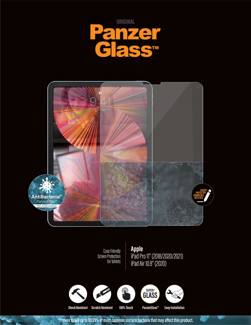 Panzerglass Edge-to-Edge iPad Air 10.9" (4th gen), iPad Air 10.9" (5th gen), iPad Pro 11" (1st gen), iPad Pro 11" (2nd gen), iPad Pro 11" (3rd gen), iPad Pro 11" (4th gen)