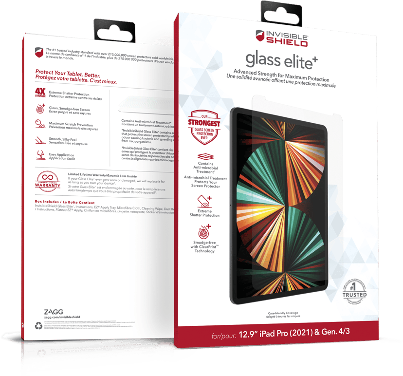 Zagg InvisibleShield Glass Elite+ iPad Pro 12,9" (3rd gen), iPad Pro 12.9" (4th gen), iPad Pro 12.9" (5th gen), iPad Pro 12.9" (6th gen)