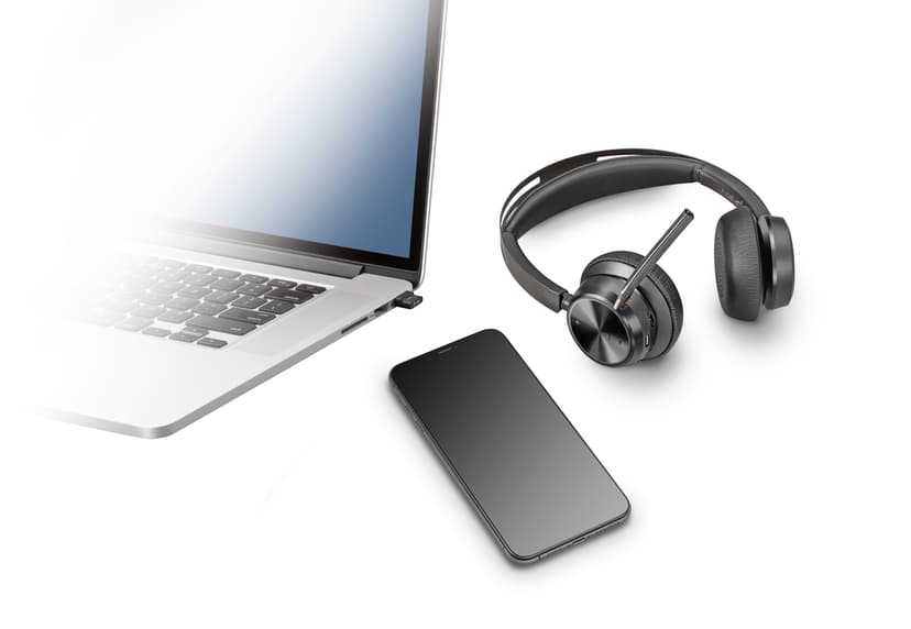 HP Voyager Focus 2 UC Standard No Stand Kuuloke + mikrofoni USB-A Bluetooth-sovittimen kautta Musta