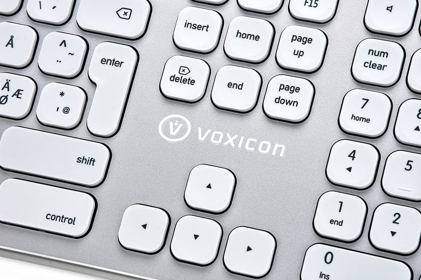 Voxicon Wireless Slim Metal Keyboard 295BWL Silver Langaton, 2.4 GHz, Bluetooth Pohjoismaat Hopea, Valkoinen Näppäimistö