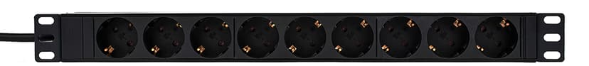 Prokord 19" Powersocket 9Xoutlets 2M Black 9st Ström CEE 7/3