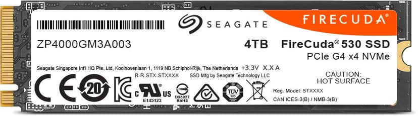 Seagate FireCuda 530 4000GB M.2 2280 PCI Express 4.0 x4 (NVMe)