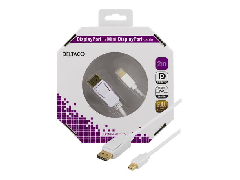 Deltaco - DisplayPort-kabel 2m DisplayPort Mini Hane 20-stifts DisplayPort Hane