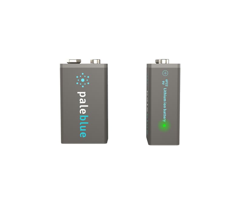 PALE BLUE Rechargeable Battery 9V 450mAh 2-Pack With 2x1 Charging Cable