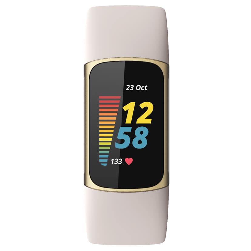 Fitbit Charge 5 Lunar White/Soft Gold Aktivitetssporer