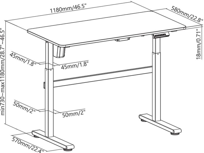 Prokord Skrivbord Adjustable 118x58 cm