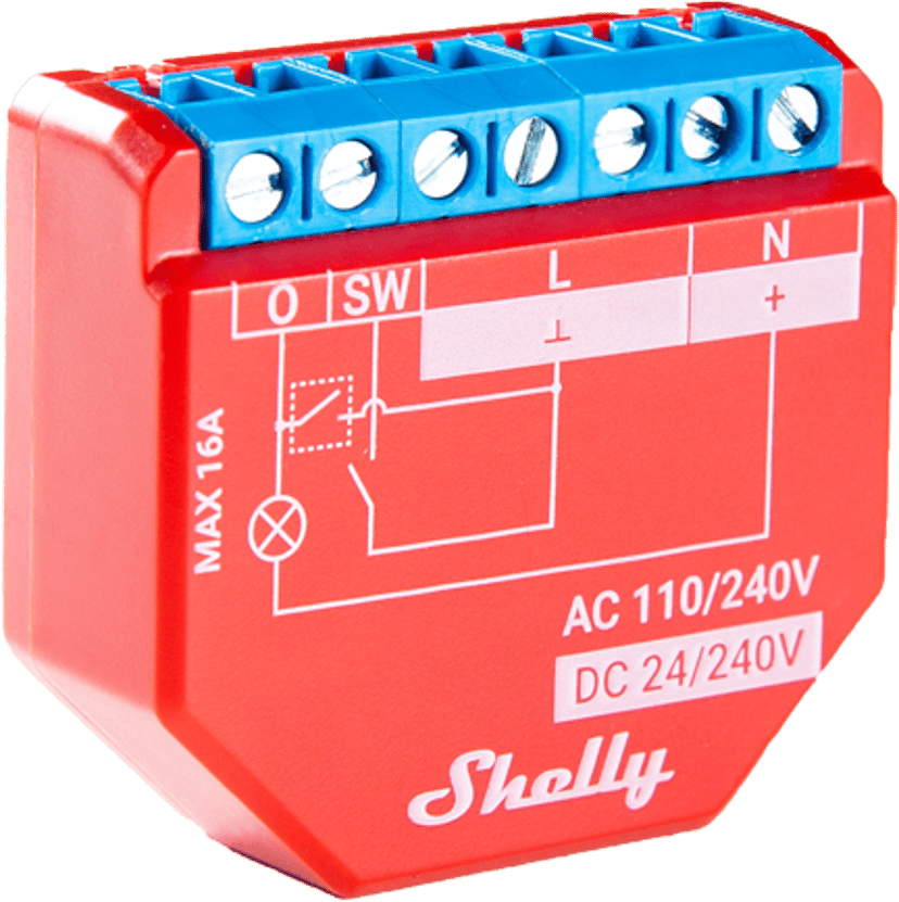 Shelly 1PM Plus enkanalig fjärrströmbrytare för inbyggnad 5-Pack