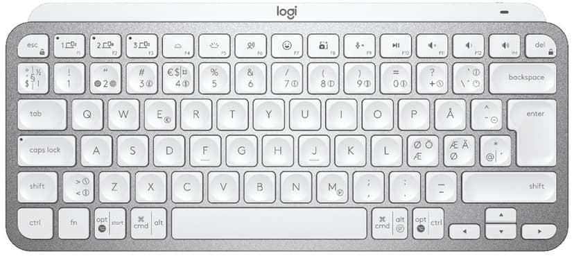 Logitech MX Keys Mini Trådlös Nordisk Grå, Vit Tangentbord