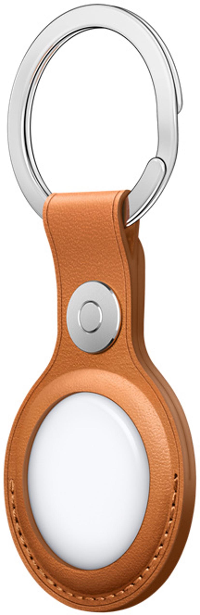 Apple AirTag Leather Key Ring Kultainen ruskea