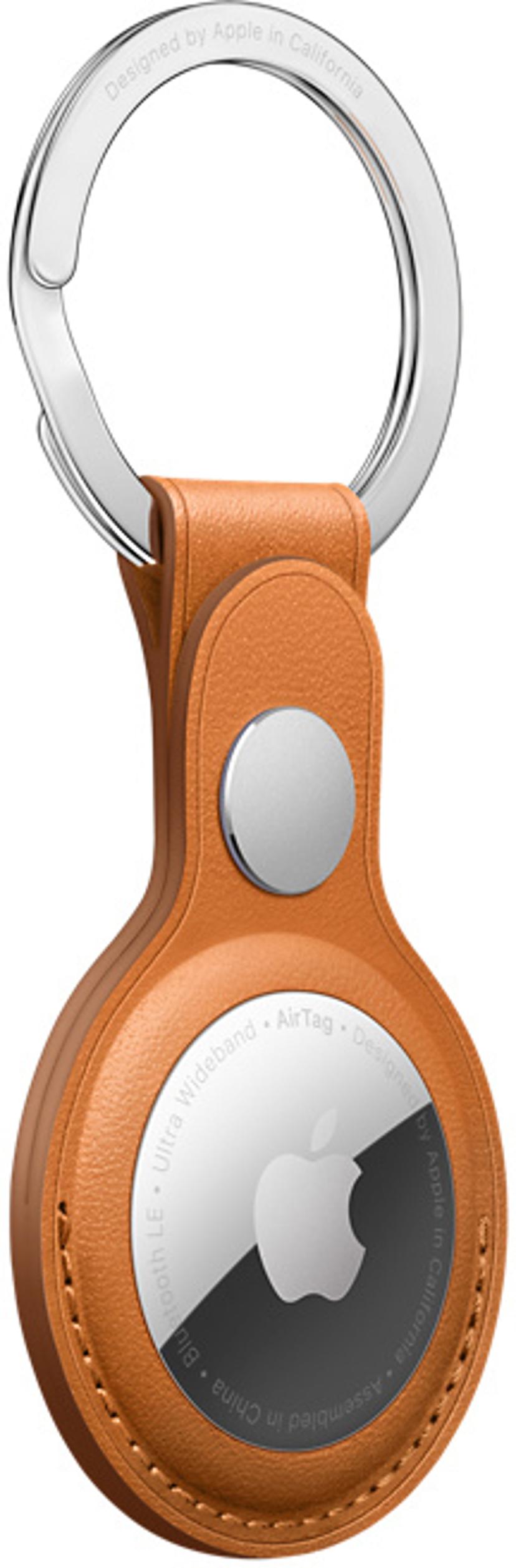 Apple AirTag Leather Key Ring Kultainen ruskea