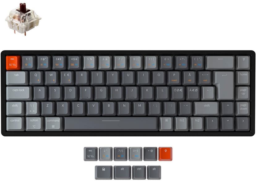 Keychron K6 RGB Aluminium Brown Langallinen, Langaton, USB-C Pohjoismaat Musta Näppäimistö