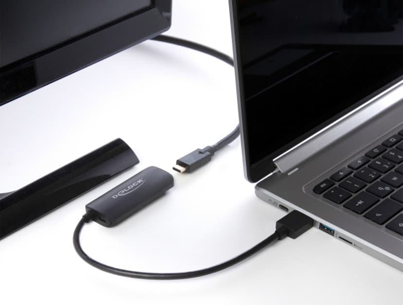 Delock HDMI to USB-C adapter 0.24m 19 pin HDMI Type A, 5-pins Micro-USB  type B (kun strøm) 24 pin USB-C Hunn (63251)